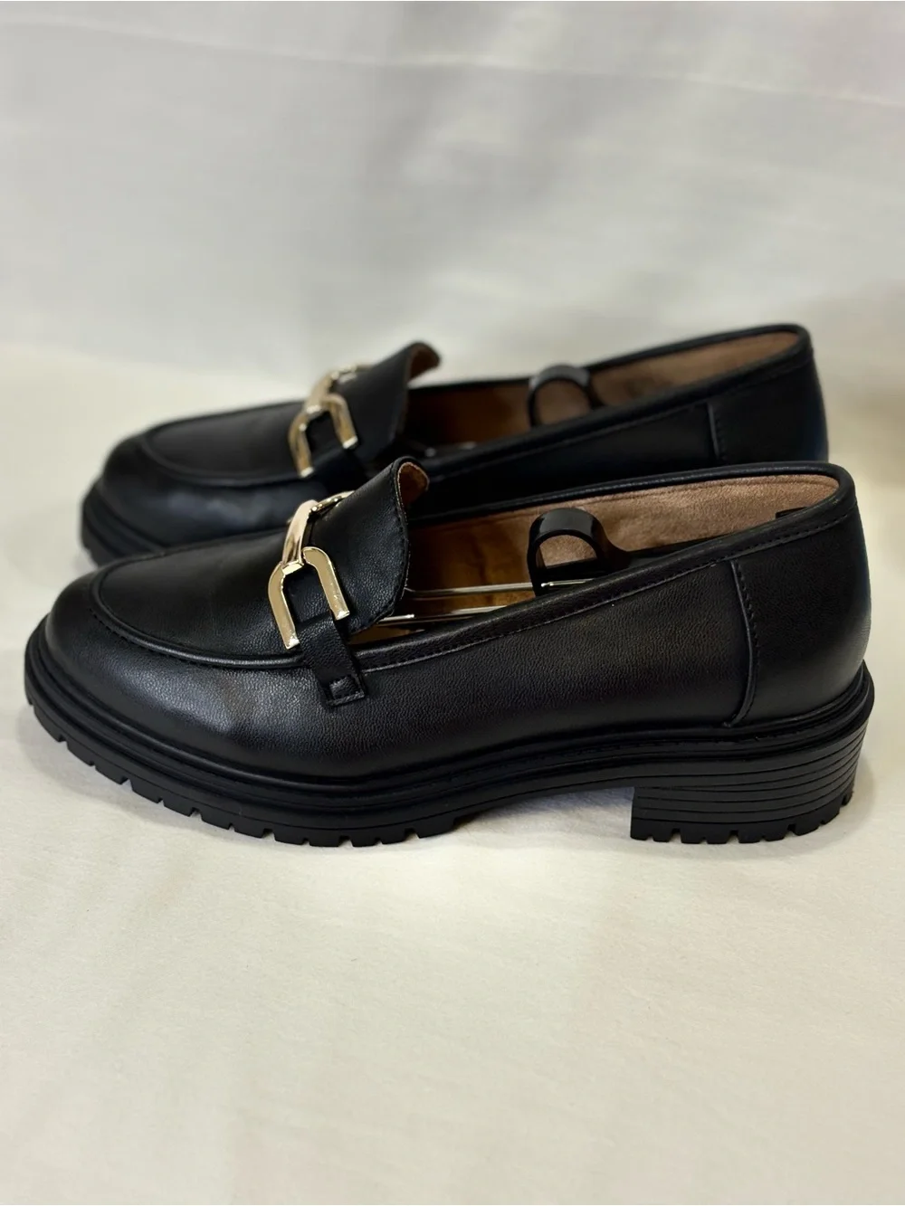 RACHEL ZOE “Mila” Black Lug Sole Bit Loafers SZ 6.5 EUC $65